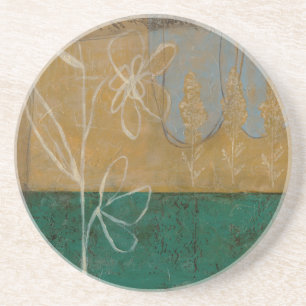 Blumenskizze mit Wildblume und Pflanzen Sandstein Untersetzer