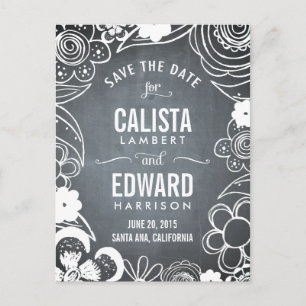 Blumenskizze Save the Date - Halbpension Ankündigungspostkarte
