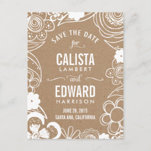 Blumenskizze Save the Date - Handwerk Ankündigungspostkarte