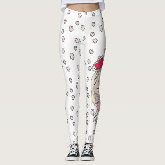 Blumenskizzen und Liebe krankes chibi mit Leggings