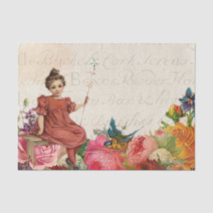 Blumenskripteintagsfliegen des Vintagen Seidenpapier