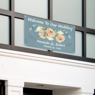 Blumensommer Hochzeit blau grün Banner