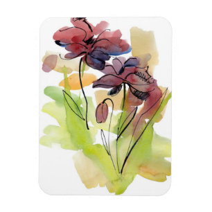 Blumensommerdesign mit handbemaltem abstrakt 2 magnet
