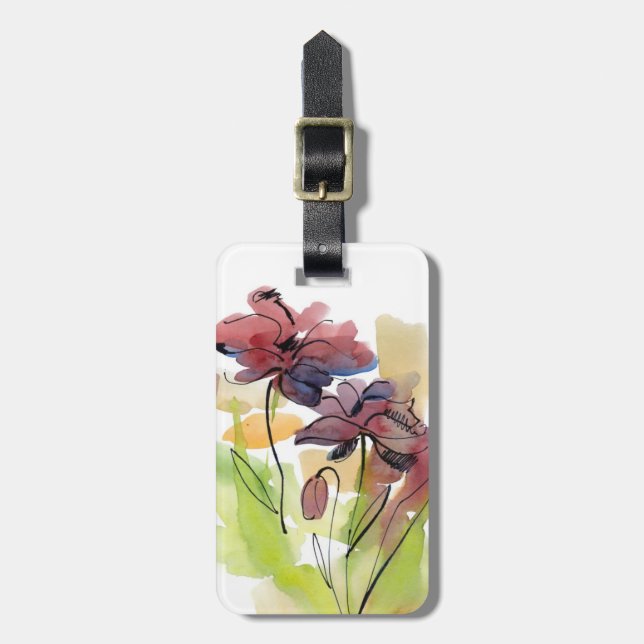 Blumensommerentwurf mit handgemalten abstrakten 2 gepäckanhänger (Vorderseite vertikal)
