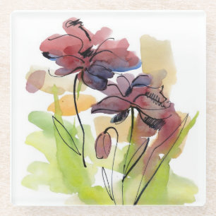 Blumensommerentwurf mit handgemalten abstrakten 2 glasuntersetzer