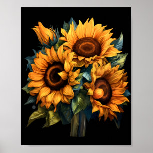 Blumensonnenblume Schöne Bouquet Illustration Poster