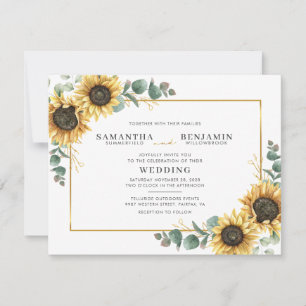 Blumensonnenblume und Eukalyptus Geometric Wedding Einladung