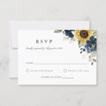 Blumensonnenblumen Navy Blue Wedding RSVP Card