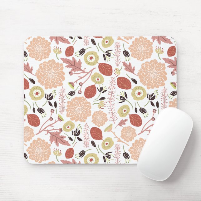 Blumenspielend Botanischer Mix Peach Green Whimsic Mousepad (Mit Mouse)