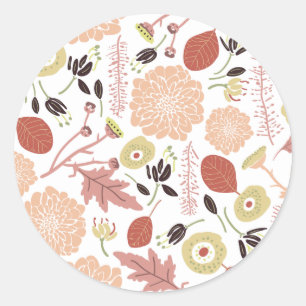 Blumenspielend Botanischer Mix Peach Green Whimsic Runder Aufkleber