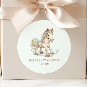 Blumenspielzeug Rocking Horse Babydusche Runder Aufkleber