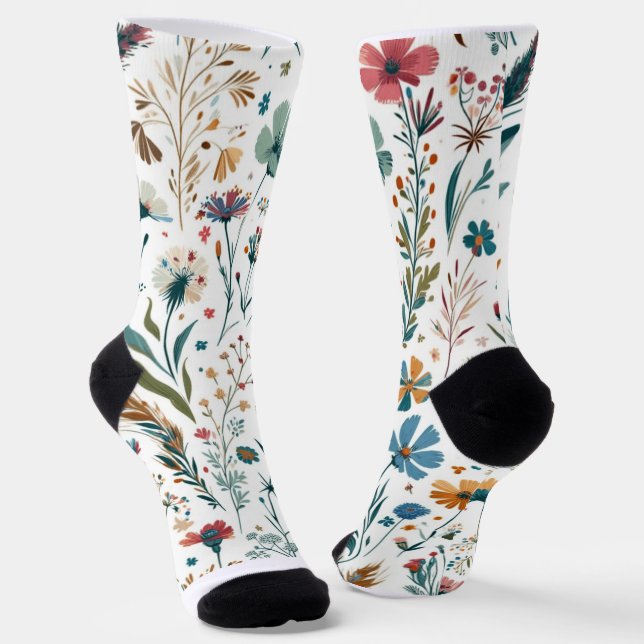 Blumenspieße "Meadow Whispers"-Crew Socken (Gewinkelt)