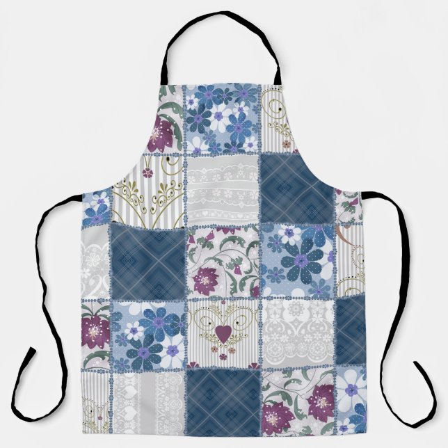Blumenspitze: Patchwork Nahtloser Hintergrund. Schürze (Vorderseite)