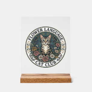 Blumensprache Katze Katze Grafik T-Shirt Kunst - B Acrylschild