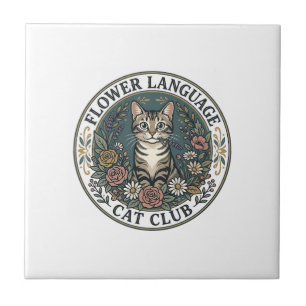Blumensprache Katze Katze Grafik T-Shirt Kunst - B Fliese