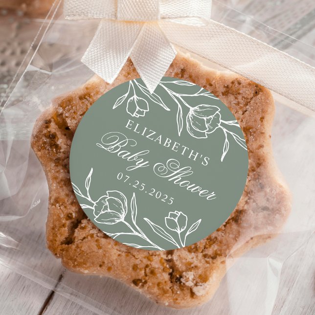 Blumenspülung Grüne Babydusche Runder Aufkleber (Von Creator hochgeladen)