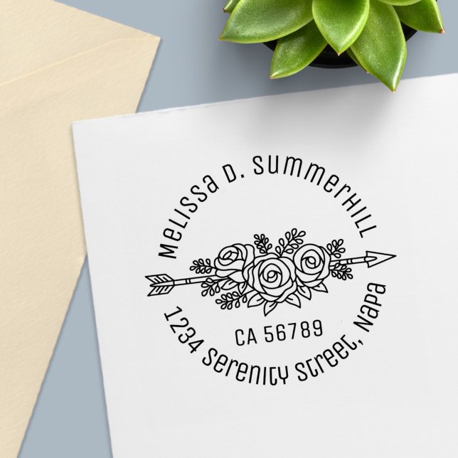 Blumenstamm-Arrow, Blume zur Rose, Rundrede V2 Permastempel (Von Creator hochgeladen)