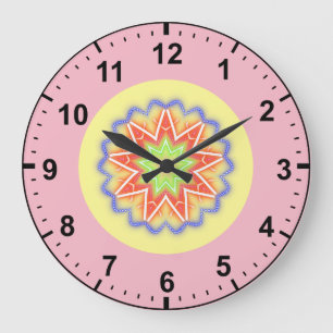 ~ Blumenstars Fraktal ~ Große Wanduhr