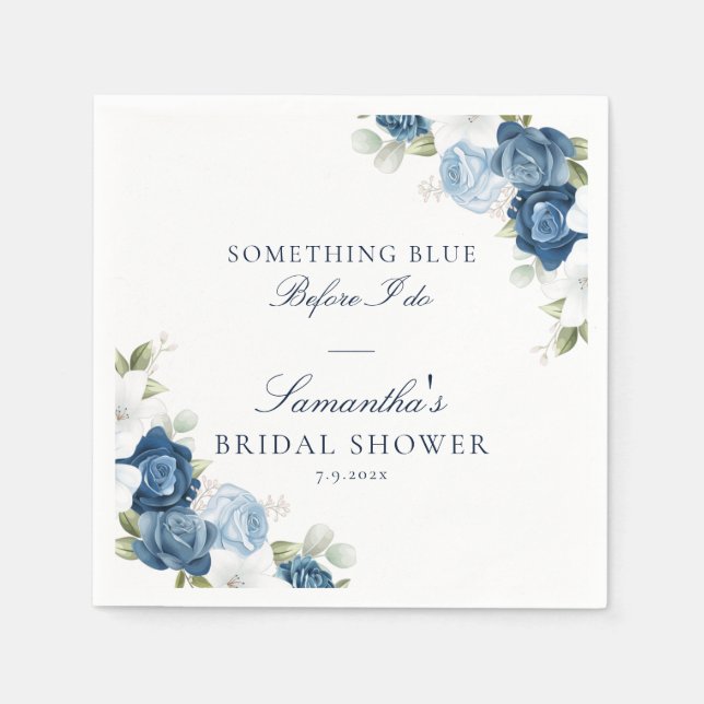 Blumenstäube Blau vor dem Brautparty Papier Serviette (Vorderseite)