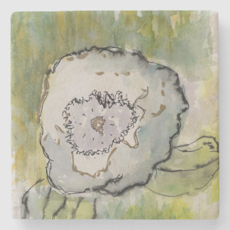 Blumenstein-Unterlage mit weißen Blumen Steinuntersetzer