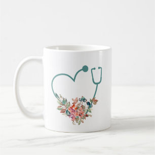 Blumenstethoskop Herz Medizin Krankenpflege Kaffeetasse