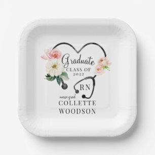 Blumenstethoskop Nurse Grad Klasse 2022 Party Pap Pappteller