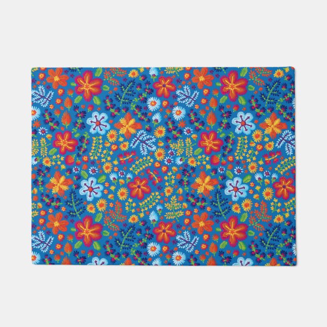 Blumenstickerei-Muster Fußmatte (Vorderseite)