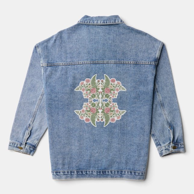 Blumenstickerei Stil Jeansjacke | Ästhetisch  (Rückseite)