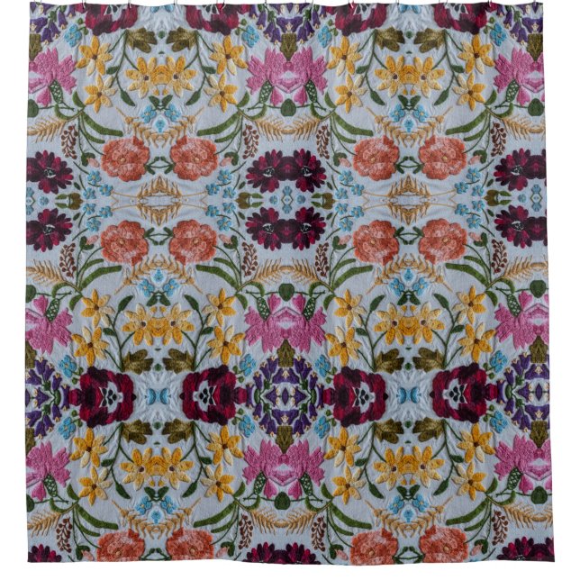 Blumenstickermuster mit schönen Blume Duschvorhang (Vorderseite)