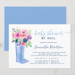Blumenstiefel Aquarell Kinderdusche per Post Einladung