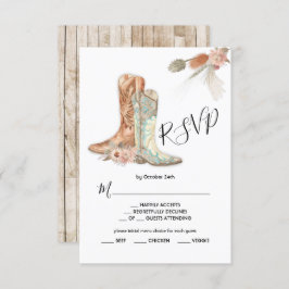 Blumenstiefel Cowboy Western Menü Auswahl RSVP Kar Einladung