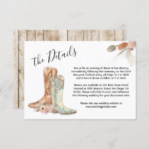 Blumenstiefel Cowboy Western Menü Auswahl RSVP Kar Einladung