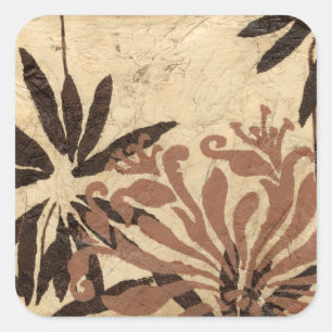 Blumenstil-Design mit tönernen Blätter Quadratischer Aufkleber