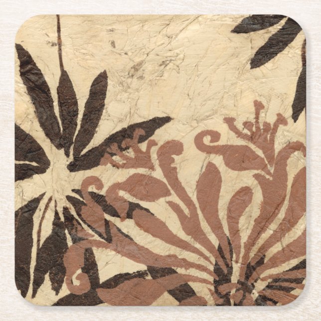 Blumenstil-Design mit tönernen Blätter Rechteckiger Pappuntersetzer (Vorderseite)