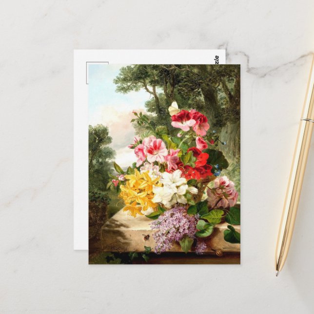 Blumenstilleben, John Wainwright  Postkarte (Vorderseite/Rückseite Beispiel)