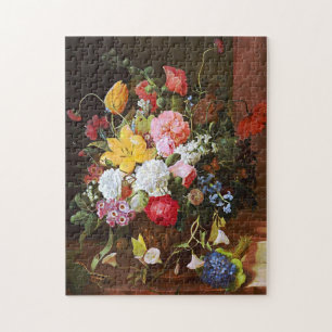 Blumenstilleben mit Rosen, Tulpen und Veilchen Puzzle
