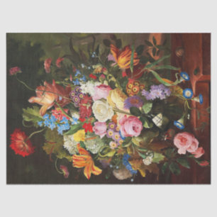 Blumenstillleben aus Rosen, Tulpen und Nelken Seidenpapier