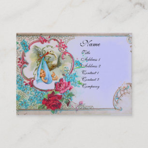BLUMENSTORK BABY DUSCHE MIT ROSE MONOGRAM VISITENKARTE