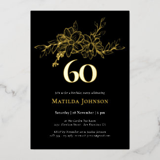 Blumenstrauß 60. Geburtstag Goldene Foil Einladung