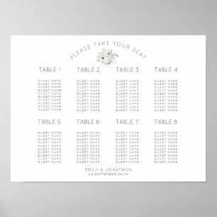 Blumenstrauß 8 Tische 80 Quadrat Sitzkarte Poster