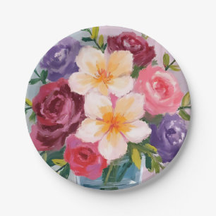 Blumenstrauß Aquarell Blumenmalerei Pappteller