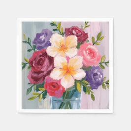 Blumenstrauß Aquarell Blumenmalerei Serviette