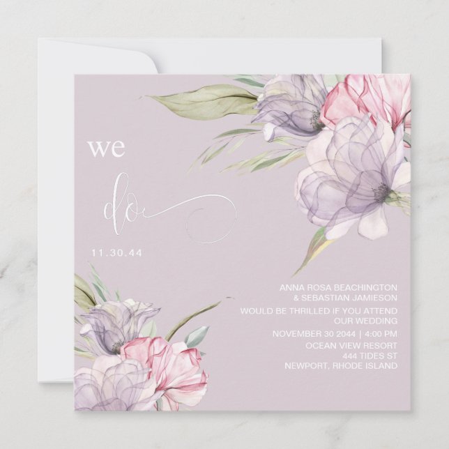 *~* Blumenstrauß AR15 UAWG BLUSH QR WEDDING Einladung (Vorderseite)