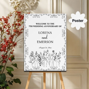 Blumenstrauß Art 7th Wedding Willkommen Poster