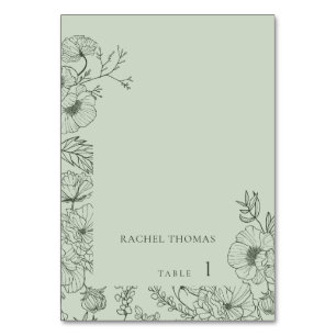 Blumenstrauß Art Sage Green Wedding Platzkarte Tischnummer