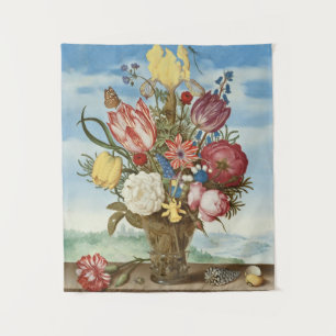 Blumenstrauß auf einem Sims Wandteppich