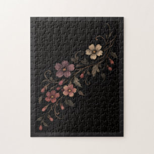 Blumenstrauß auf Schwarz Puzzle