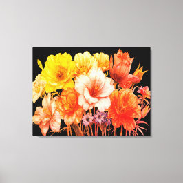 Blumenstrauß aus gelben Blüten an einer Wand Leinwanddruck