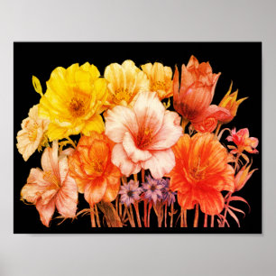 Blumenstrauß aus gelben und orangen Blüten an der  Poster