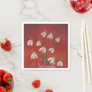 Blumenstrauß aus Schneeglöckchen Serviette
